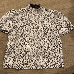 White & Black Leopard Top